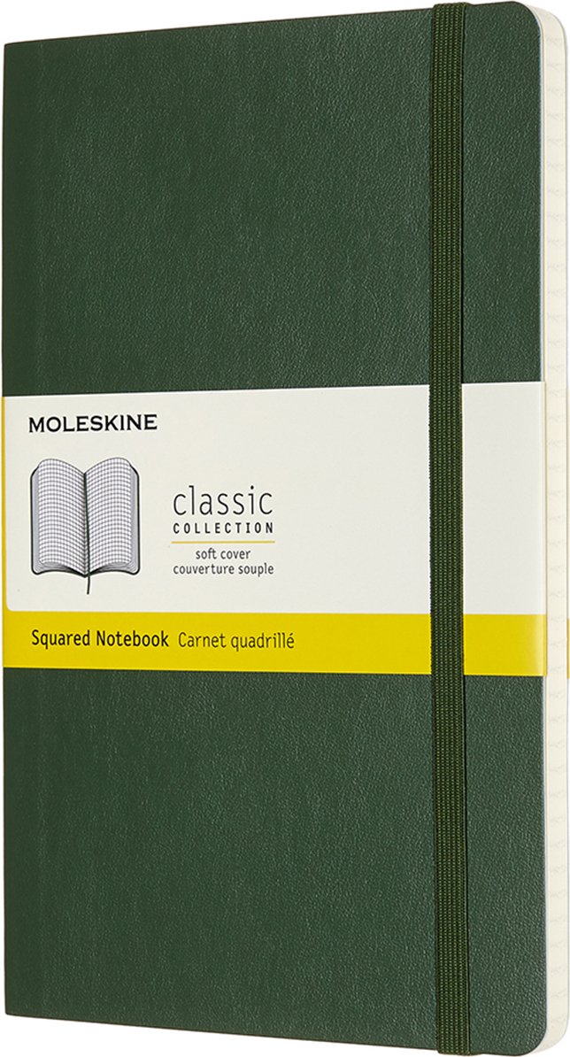 Notes w kratkę Moleskine L 192 strony leśna zieleń miękka oprawa