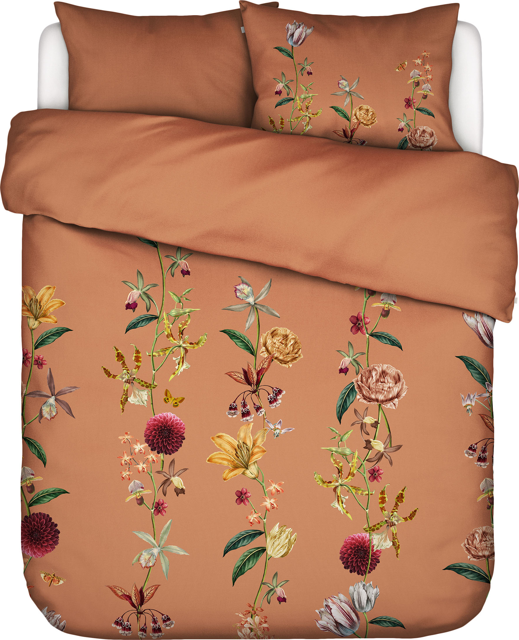 Pościel Feda 260 x 220 cm pomarańczowa z 2 poszewkami na poduszki 60 x 70 cm zapięcie flap