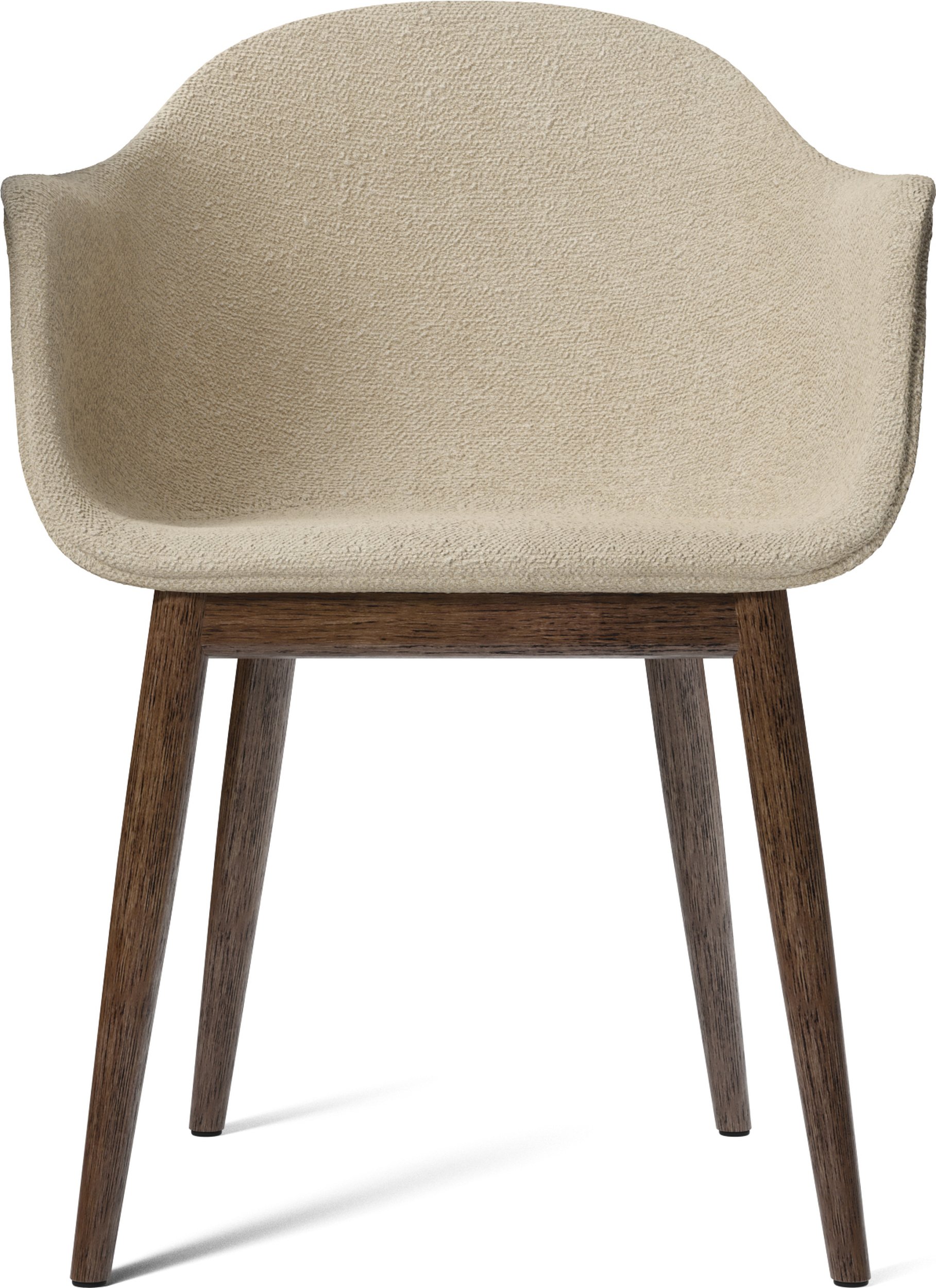 Krzesło Harbour Bouclé 81 cm beżowe tapicerowane na ciemnych dębowych nogach