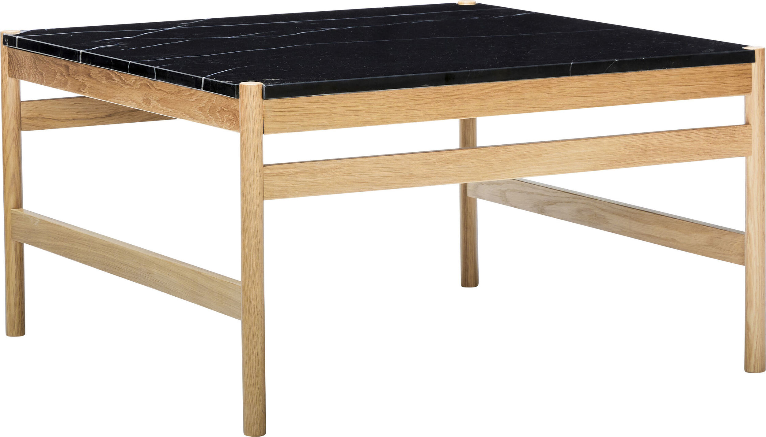 Stolik kawowy Raw 80 cm czarny z marmurowym blatem