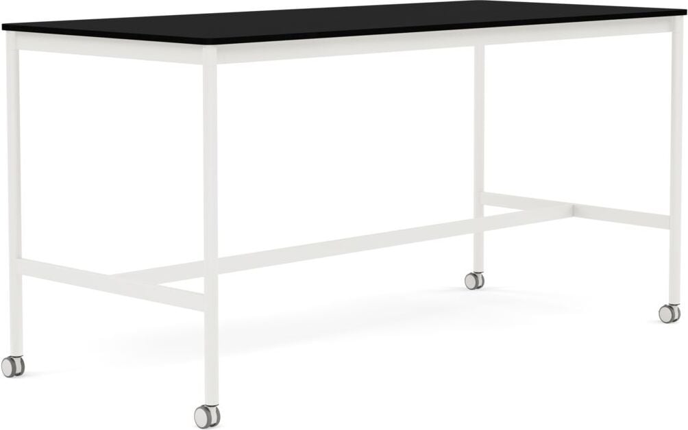 Stół na kółkach Base 85 x 190 x 95 cm czarny laminowany ABS nogi białe