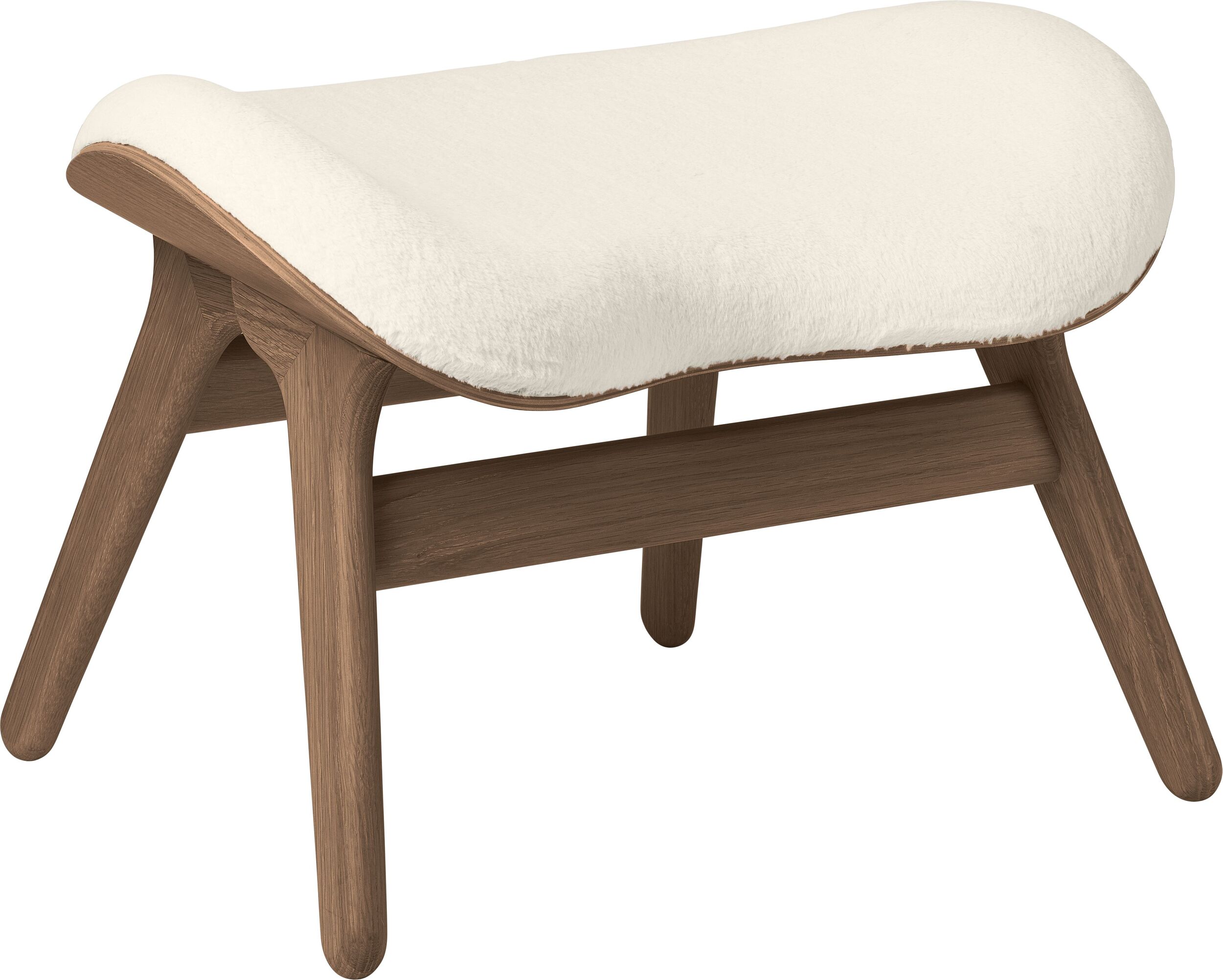 Podnóżek Conversation Piece Teddy biały na ciemnych dębowych nogach