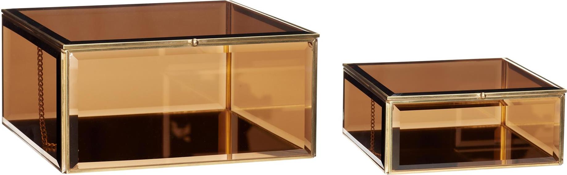 Pudełka do przechowywania Hübsch wysokie małe brązowe szklane 2 szt.
