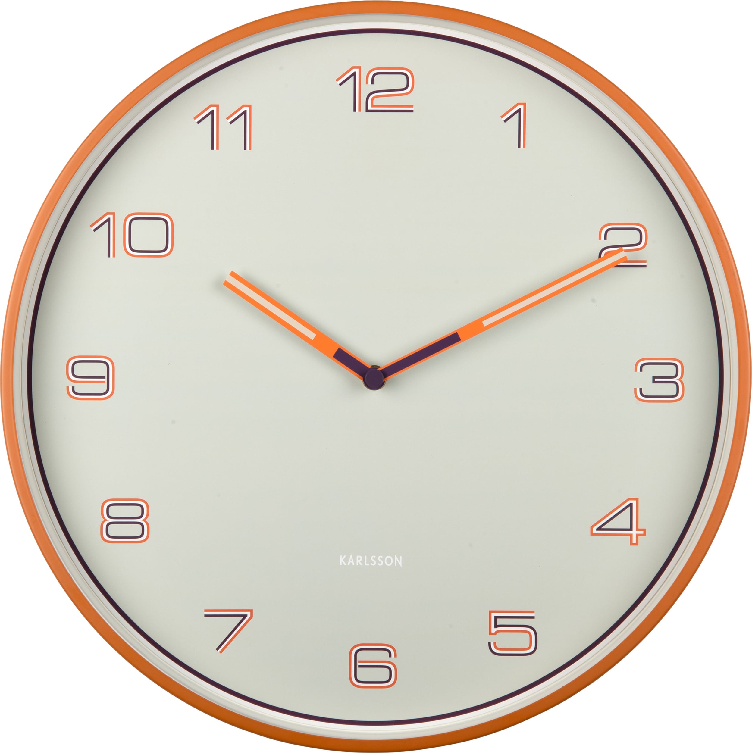 Zegar ścienny Lined Numbers pomarańczowy
