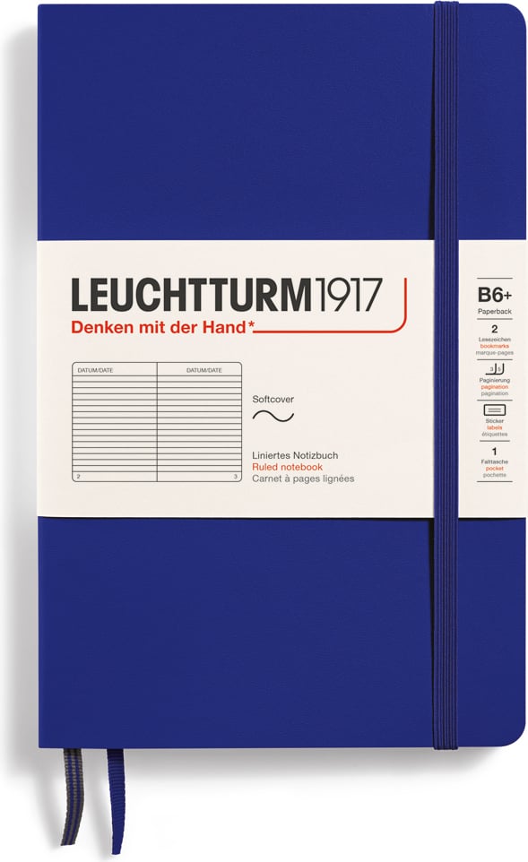 Notes w linię w miękkiej oprawie Leuchtturm 1917 B6+ 123 strony ciemnoniebieski 80 g/m²