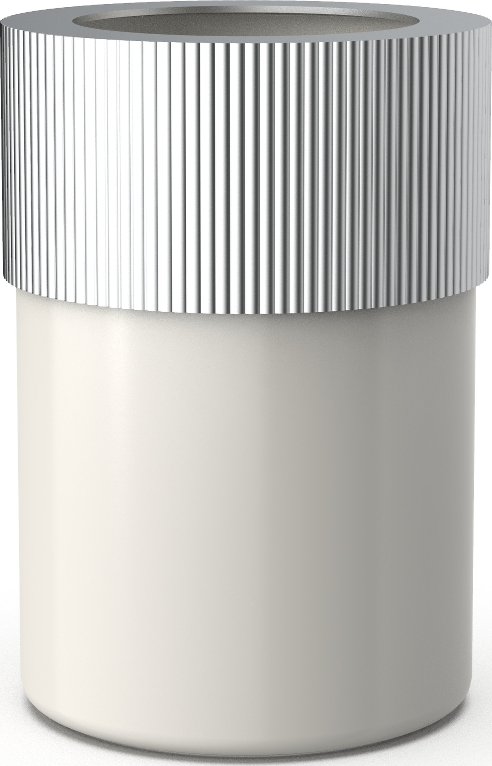 Kosz łazienkowy na śmieci Of Line kremowy ze srebrną pokrywką