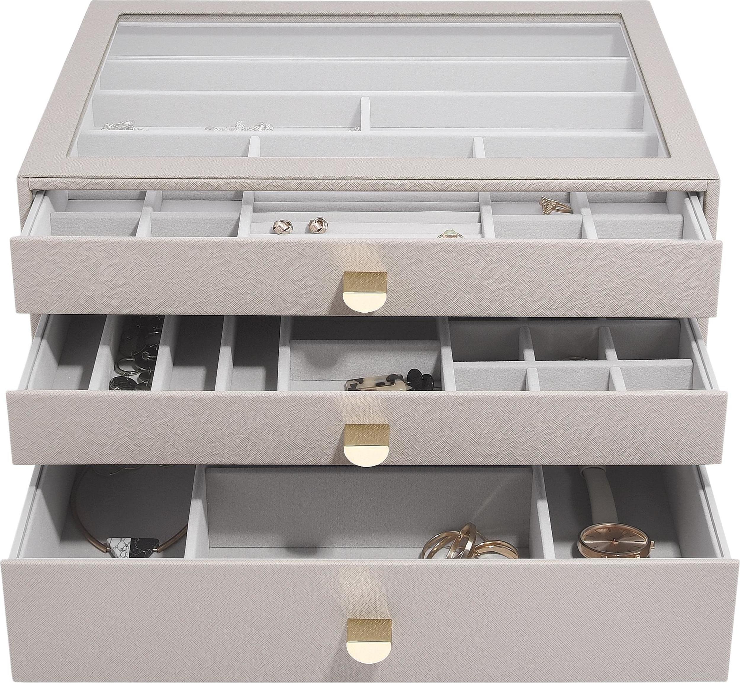 Szkatułka na biżuterię Stackers supersize taupe z 3 szufladami