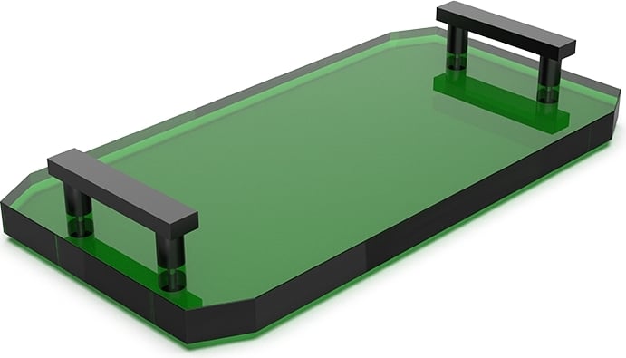 Taca łazienkowa Kristall ciemnozielona z czarnymi uchwytami