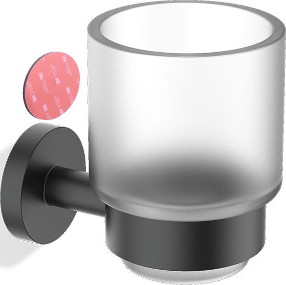 Kubek na szczoteczki do zębów Basic czarny mat ścienny montaż samoprzylepny