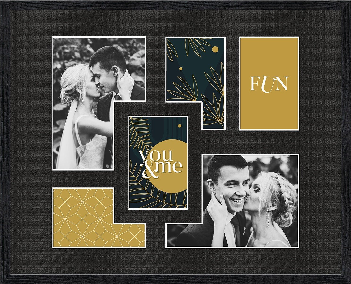 Ramka na 6 zdjęć Kyoto 40 x 50 cm czarna z czarnym passepartout