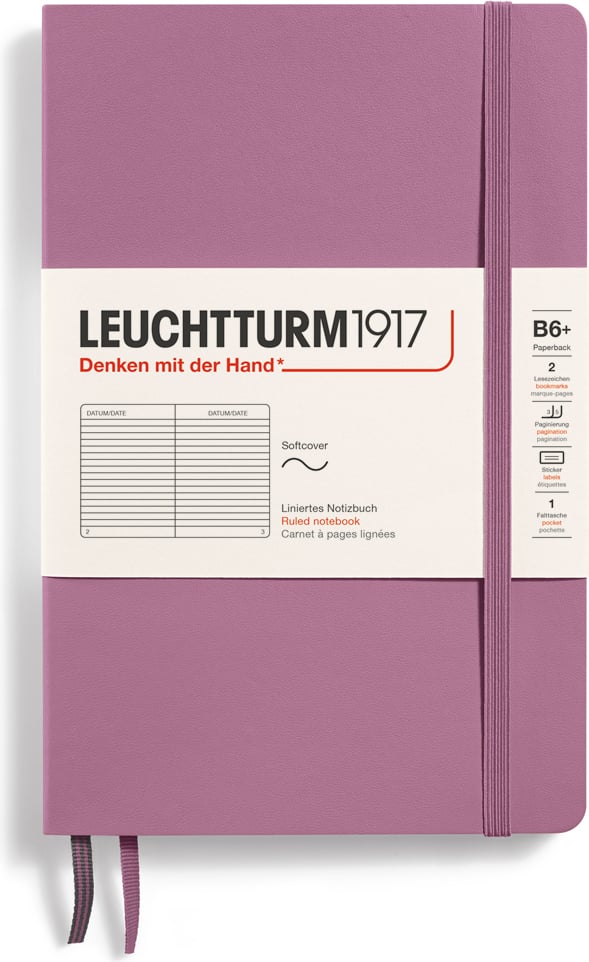 Notes w linię w miękkiej oprawie Leuchtturm 1917 B6+ 123 strony brudny róż 80 g/m²