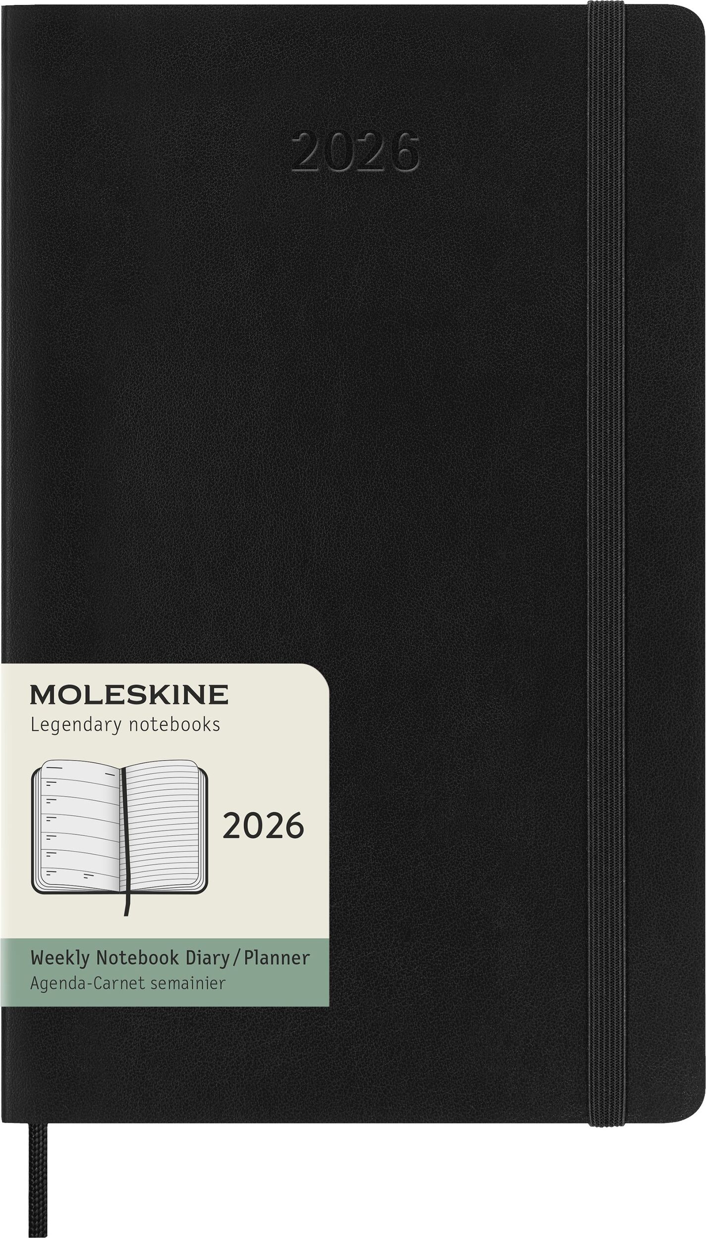 Kalendarz tygodniowy w miękkiej oprawie Moleskine 2026 12M L czarny
