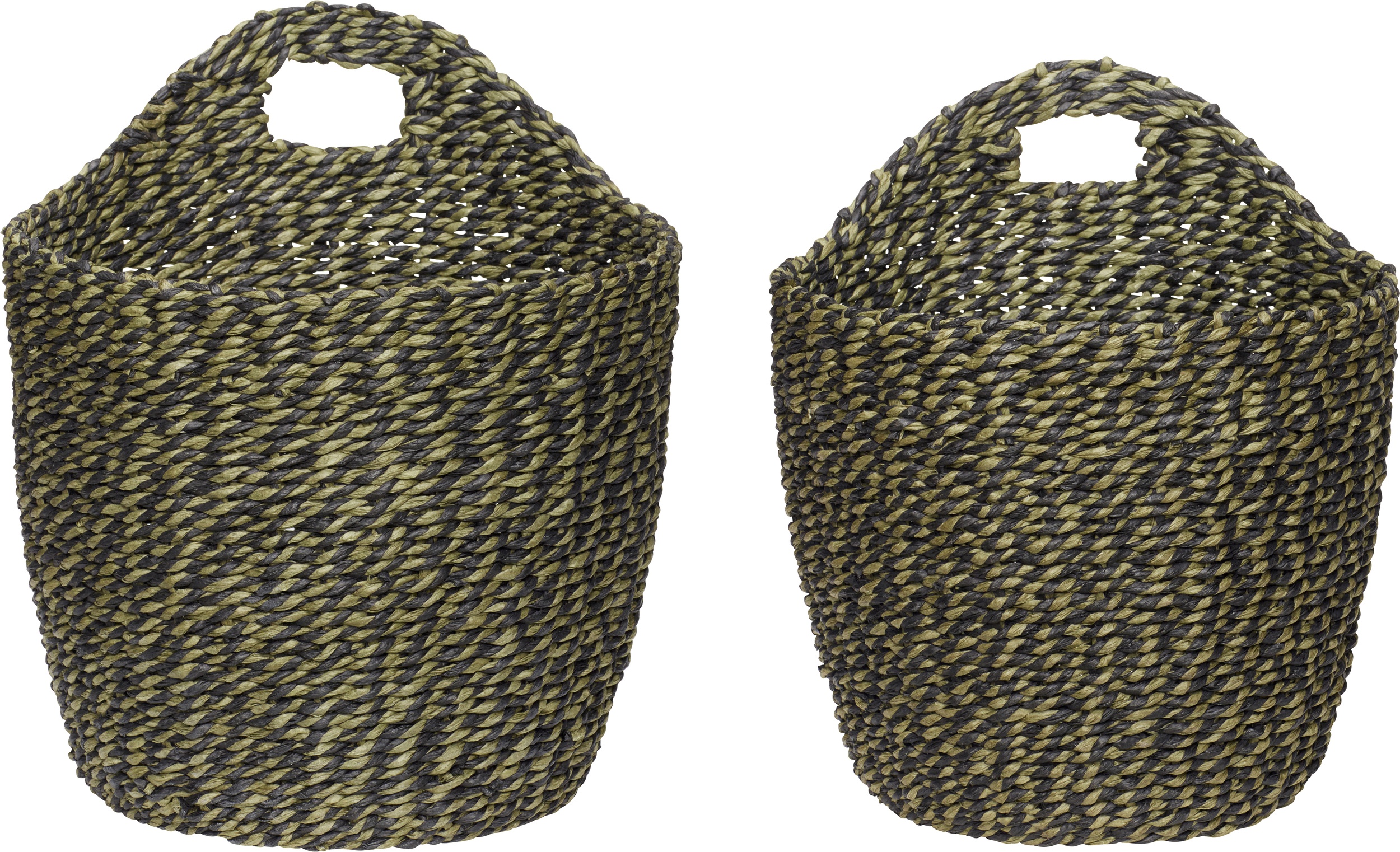 Koszyk Hübsch czarno-zielony pleciony papierowy 2 szt.