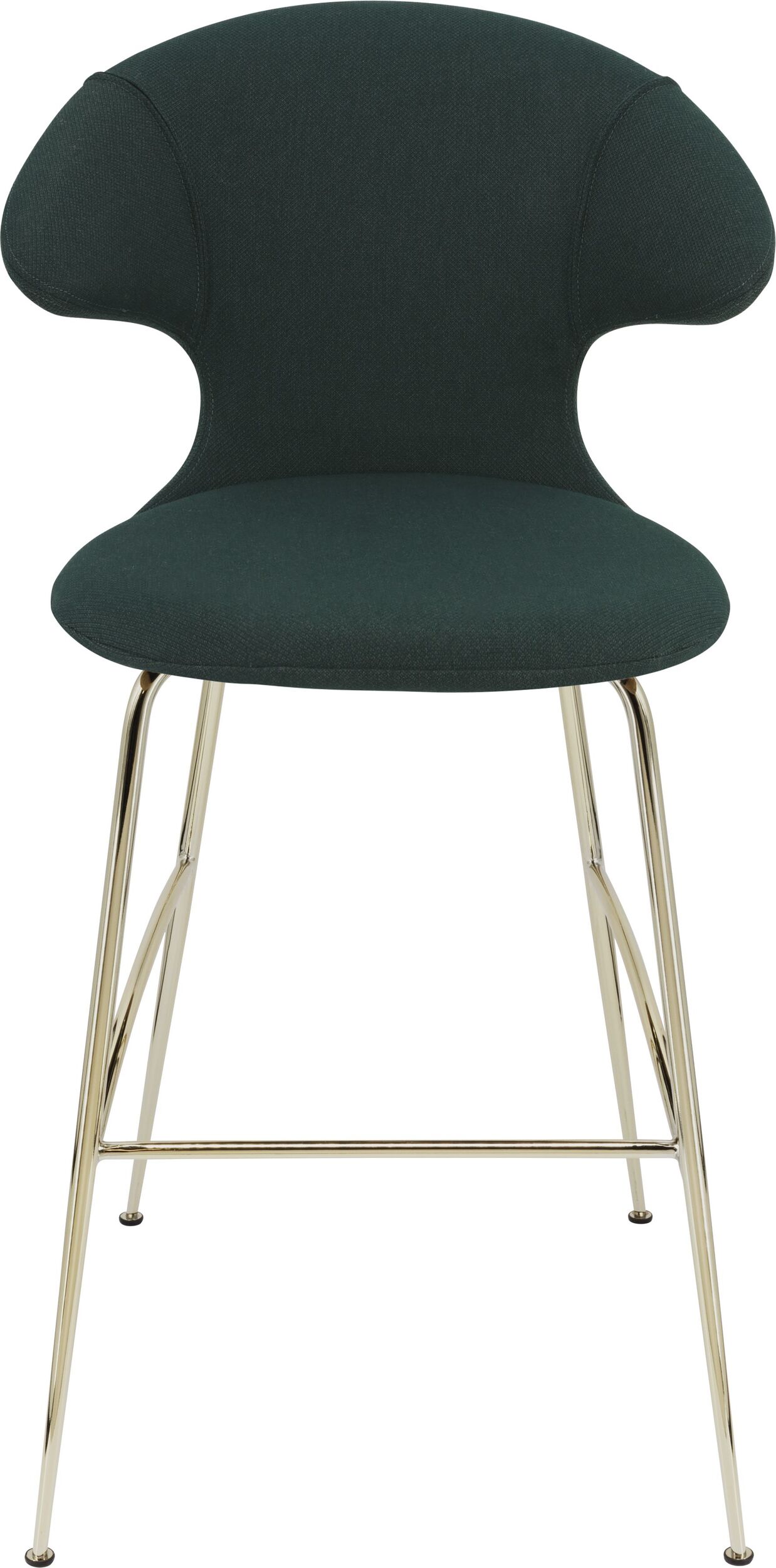 Krzesło barowe Time Flies ciemnozielone na mosiężnych nogach