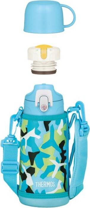 Termos dla dzieci z 2 nakrętkami w etui Active 600 ml niebieski 4 el.