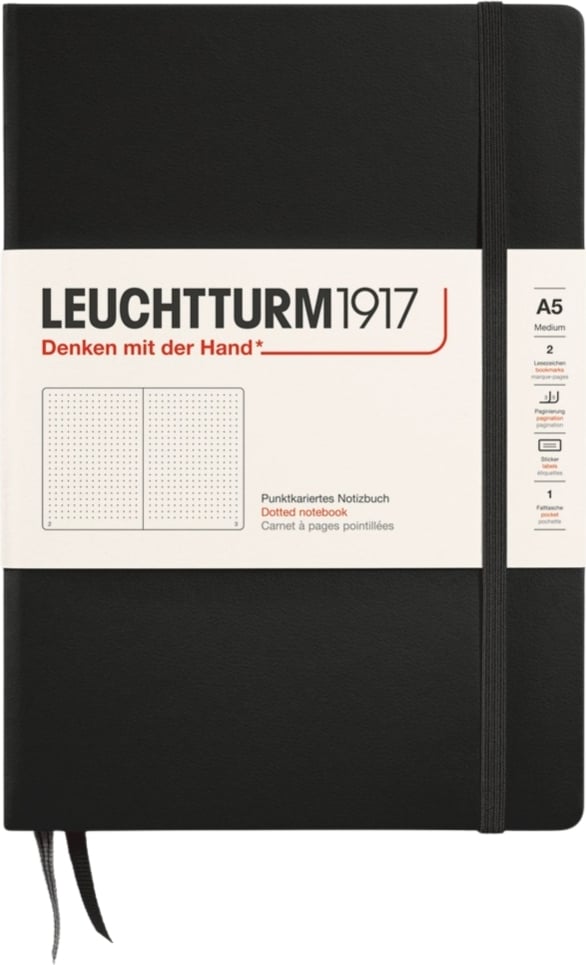 Notes w kropki w twardej oprawie Leuchtturm 1917 A5 251 stron czarny 80 g/m²