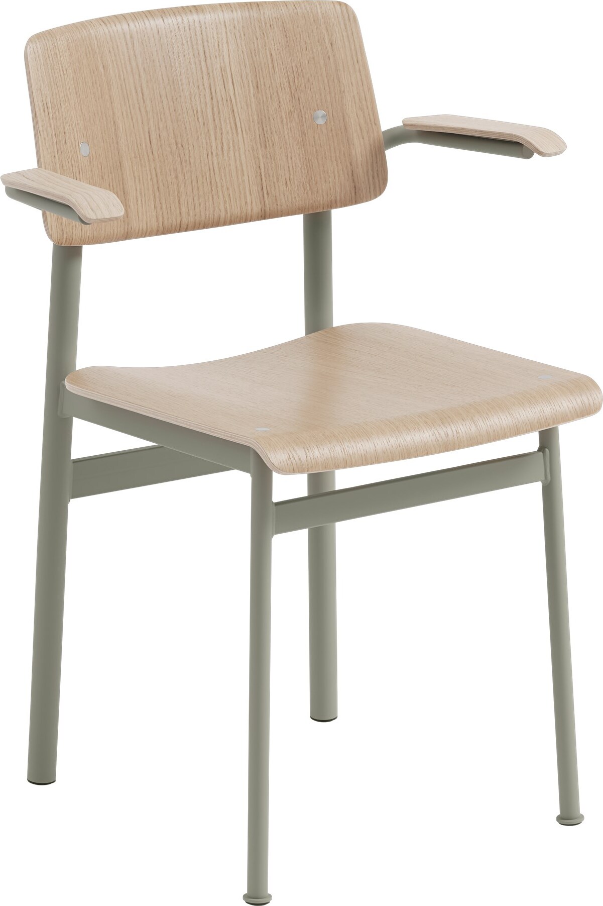 Krzesło Loft jasny dąb z podłokietnikami nogi szarozielone