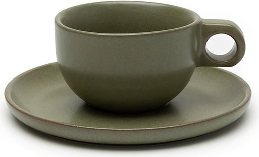 Filiżanka do cappuccino ze spodkiem Surface 230 ml ciemnozielona 2 el.