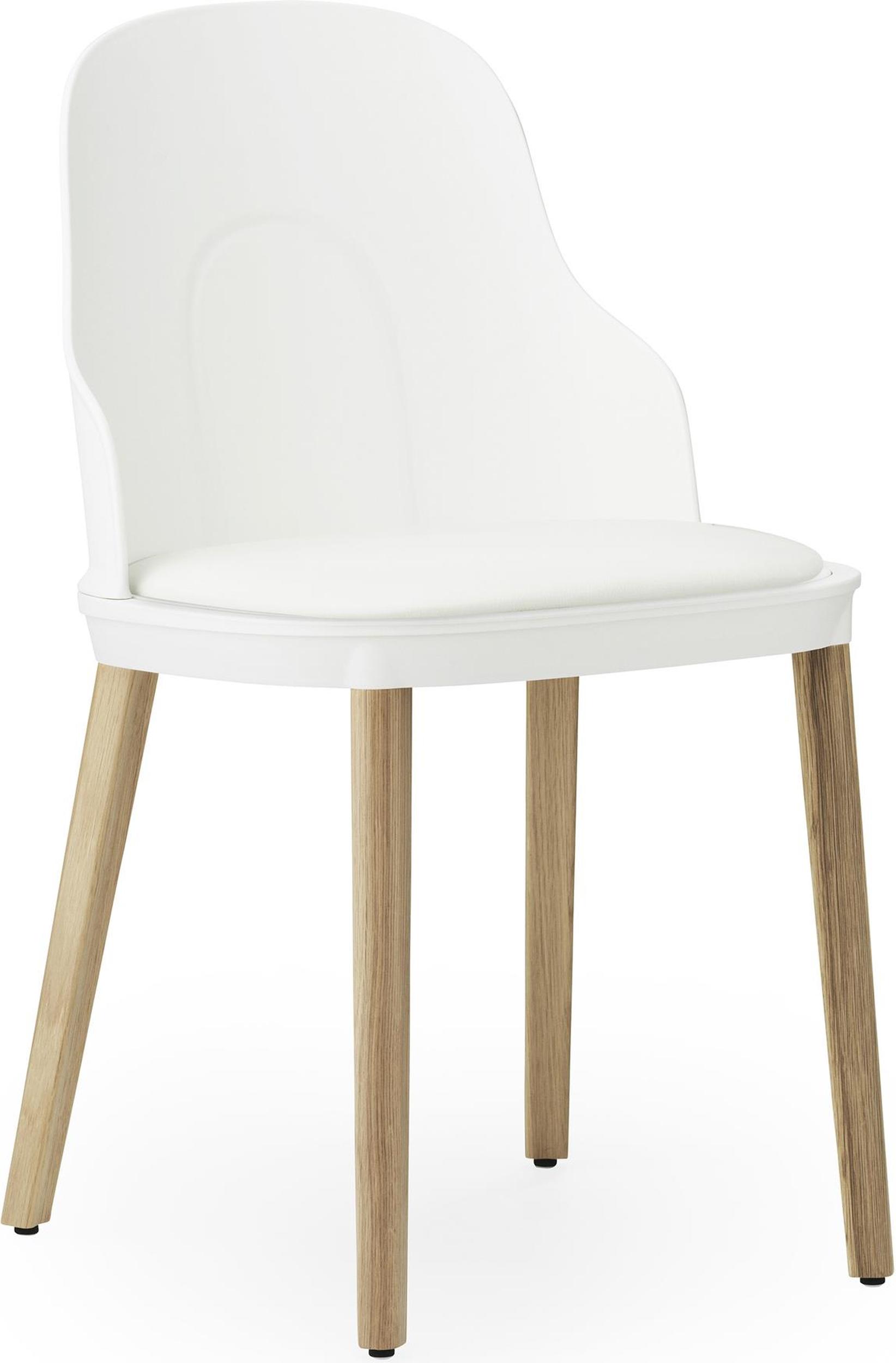 Krzesło Allez PP Ultra Leather białe z tapicerowanym siedziskiem na dębowych nogach