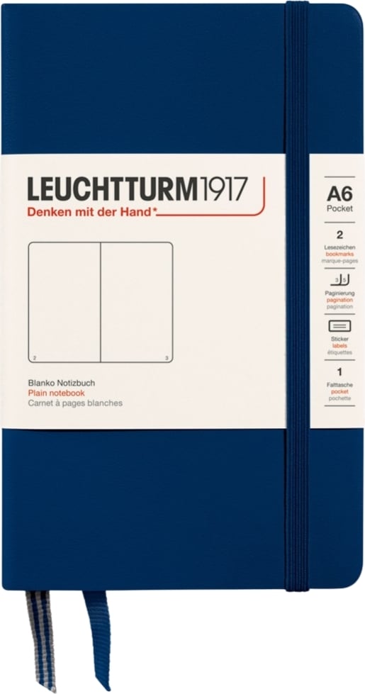 Notes gładki w twardej oprawie Leuchtturm 1917 A6 187 stron granatowy 80 g/m²