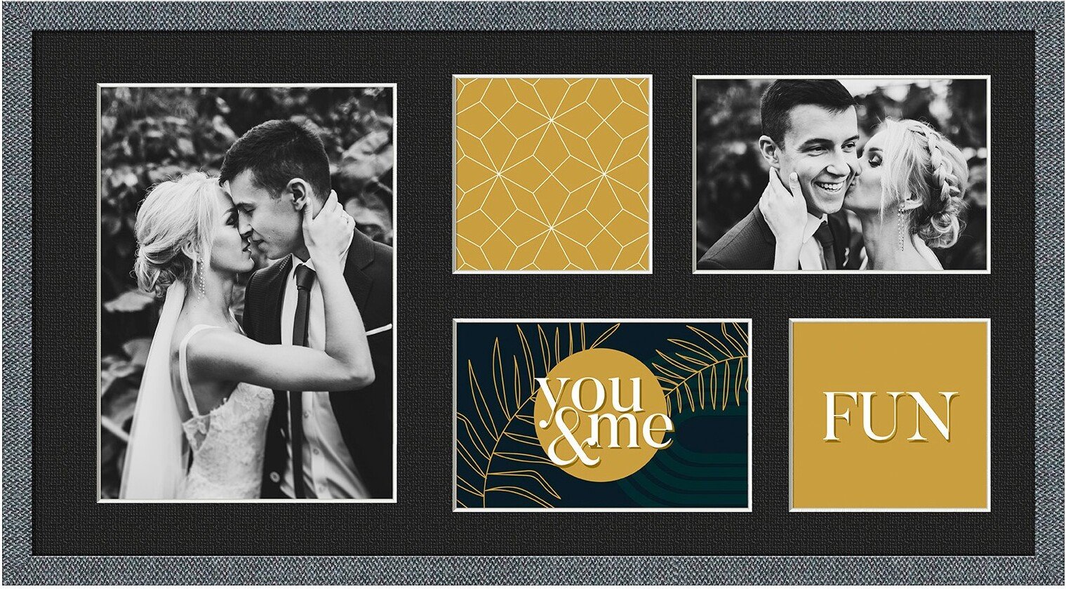 Ramka na 5 zdjęć Kyoto 27 x 51 cm szara z czarnym passepartout