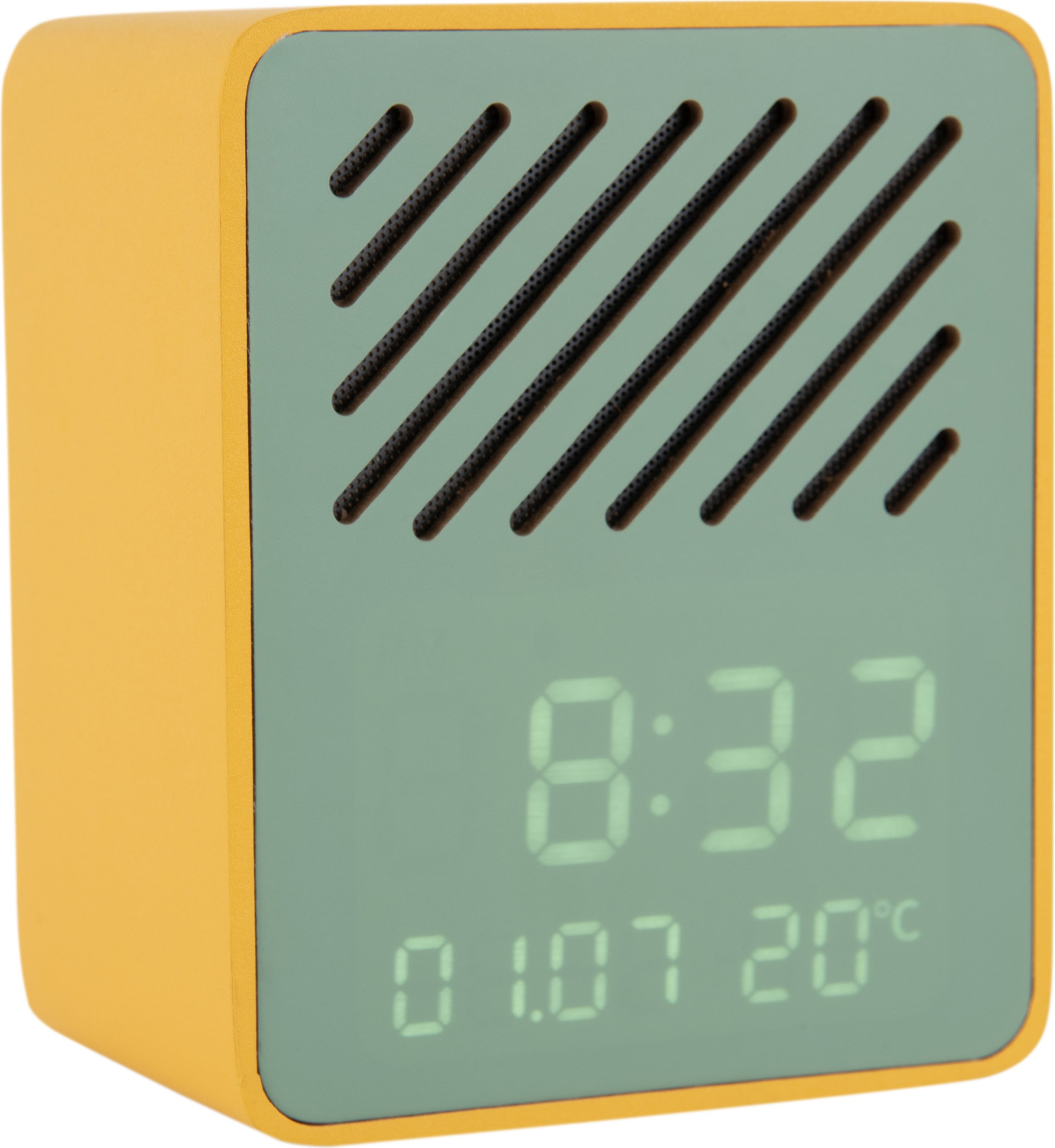 Budzik z głośnikiem Bluetooth Funky Vibes żółto-zielony