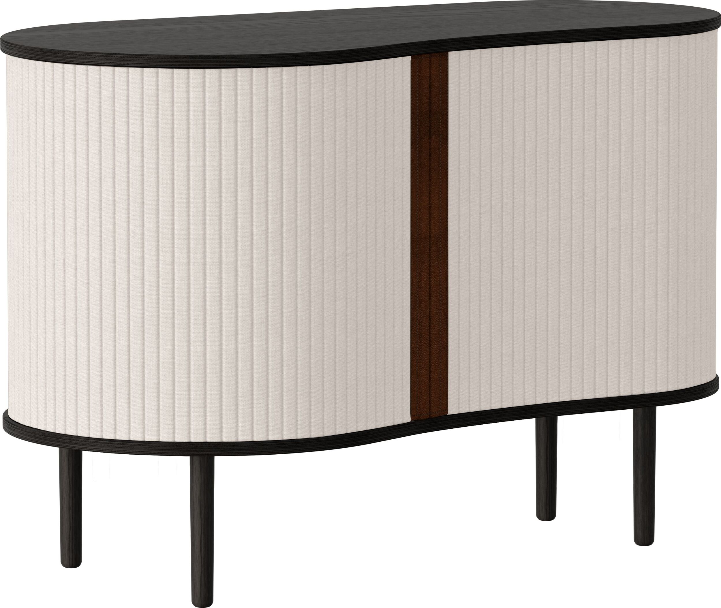 Szafka Audacious 100 cm jasnopiaskowa na czarnych dębowych nogach