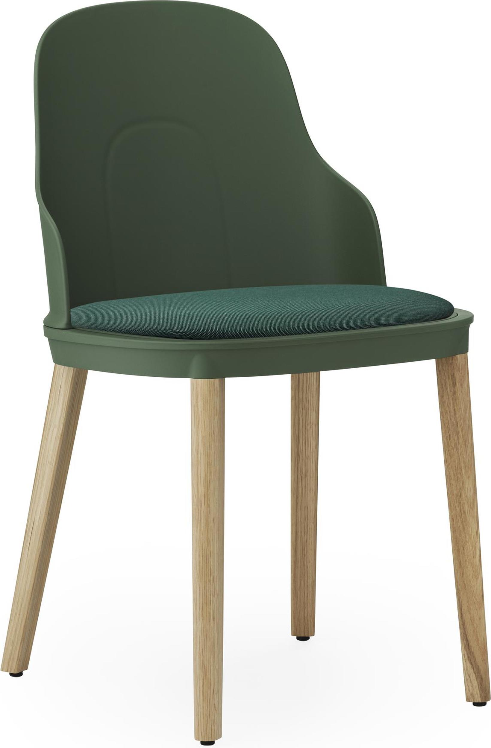 Krzesło Allez PP Canvas zielone z tapicerowanym siedziskiem na dębowych nogach