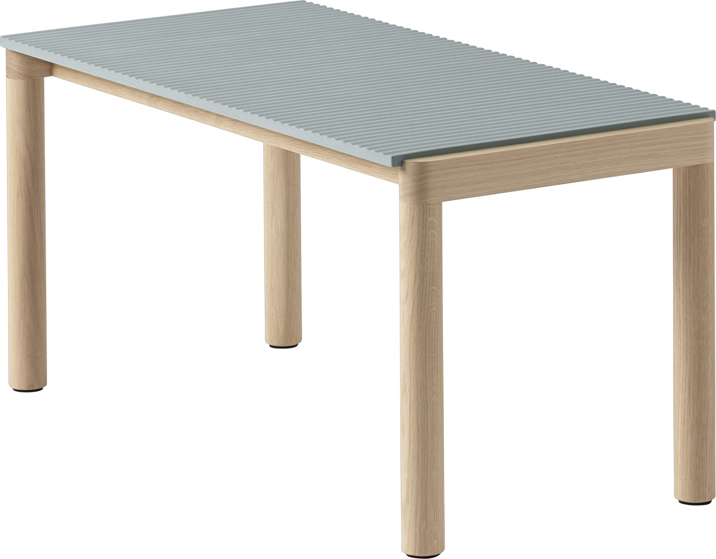 Stolik kawowy Couple karbowany 40 x 84 x 40 cm zgaszony błękit na jasnych dębowych nogach