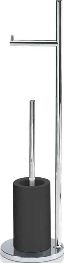 Stojak na papier toaletowy i szczotka do WC Porzellan chrom-biały z okrągłą podstawą