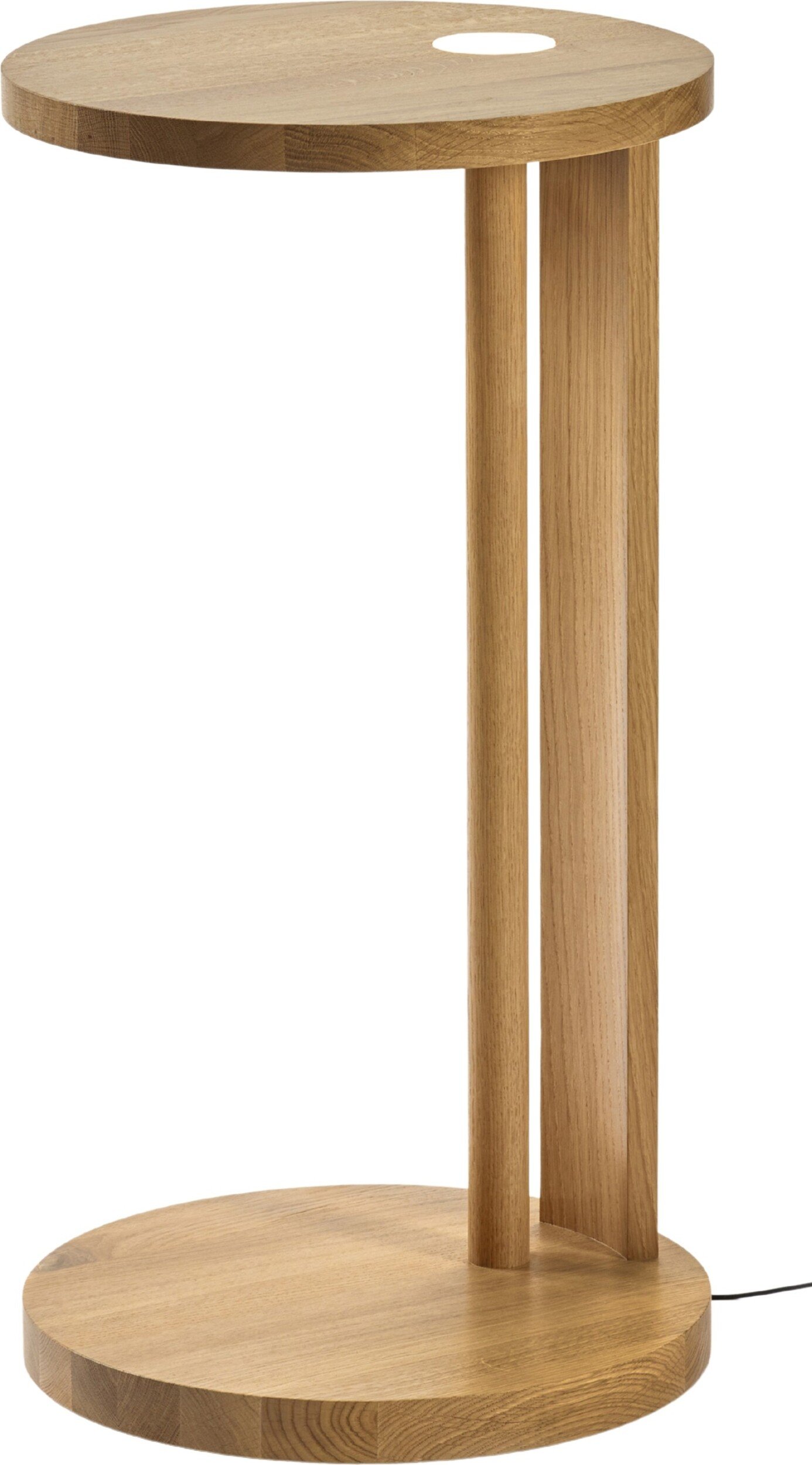 Stolik boczny z wbudowanym oświetleniem LED Aura 38 cm naturalny drewno dębowe