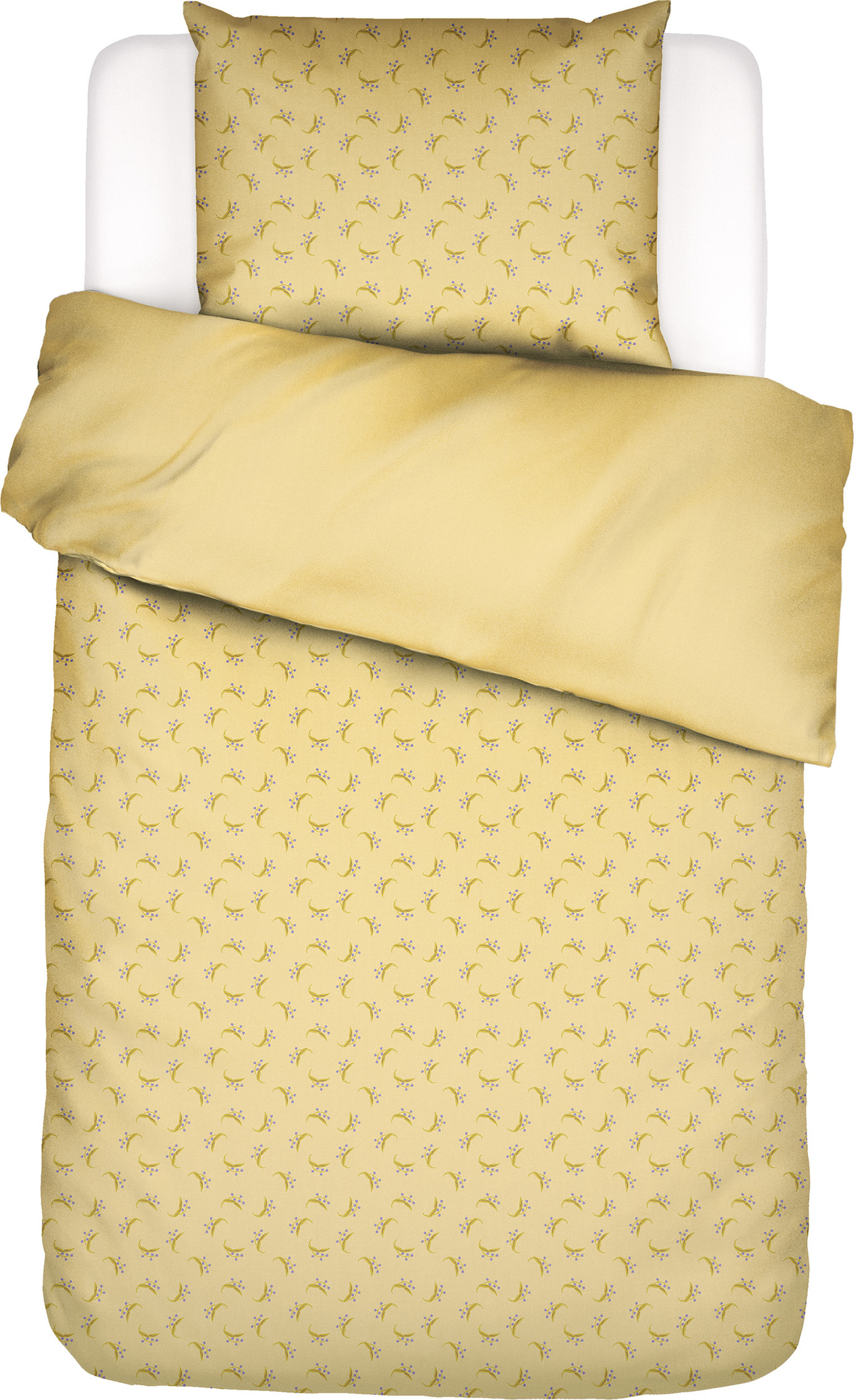 Pościel Lily Melody 140 x 220 cm żółta z poszewką na poduszkę 60 x 70 cm zapięcie flap