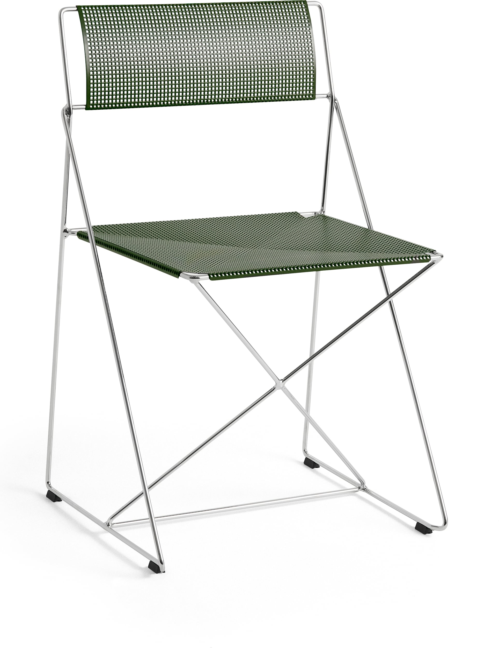 Krzesło składane X-Line Chromed Base leśna zieleń