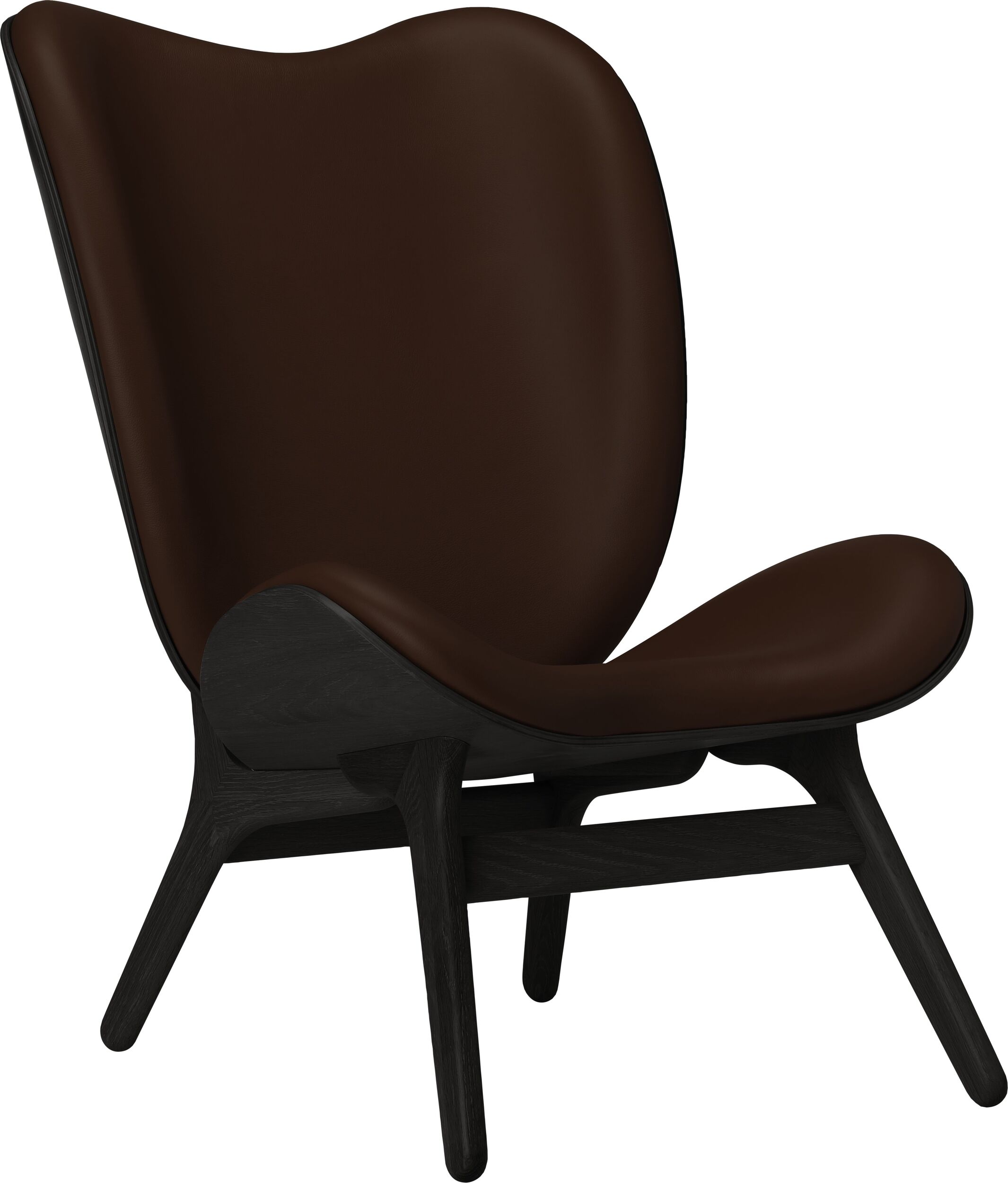 Fotel Conversation Piece Hope 106 cm brązowy skórzany na czarnych dębowych nogach