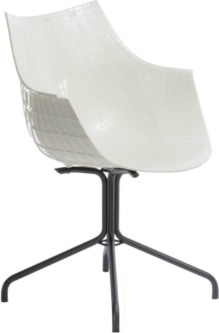 Krzesło Meridiana białe na czarnej stalowej nodze