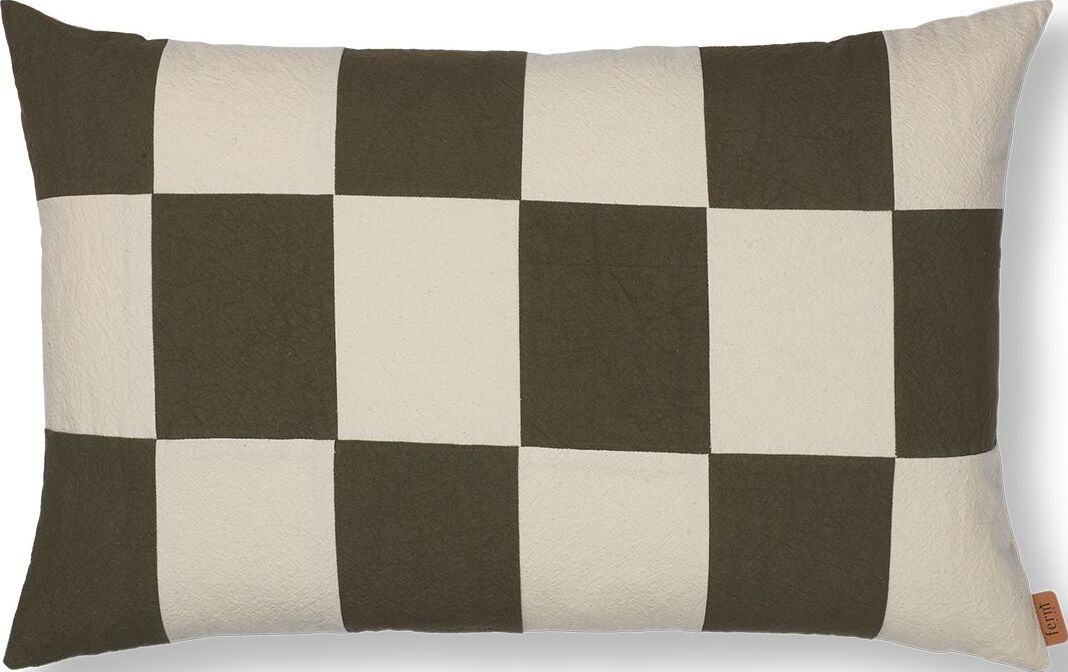 Poszewka na poduszkę Fold w kratkę 40 x 60 cm oliwkowo-beżowa