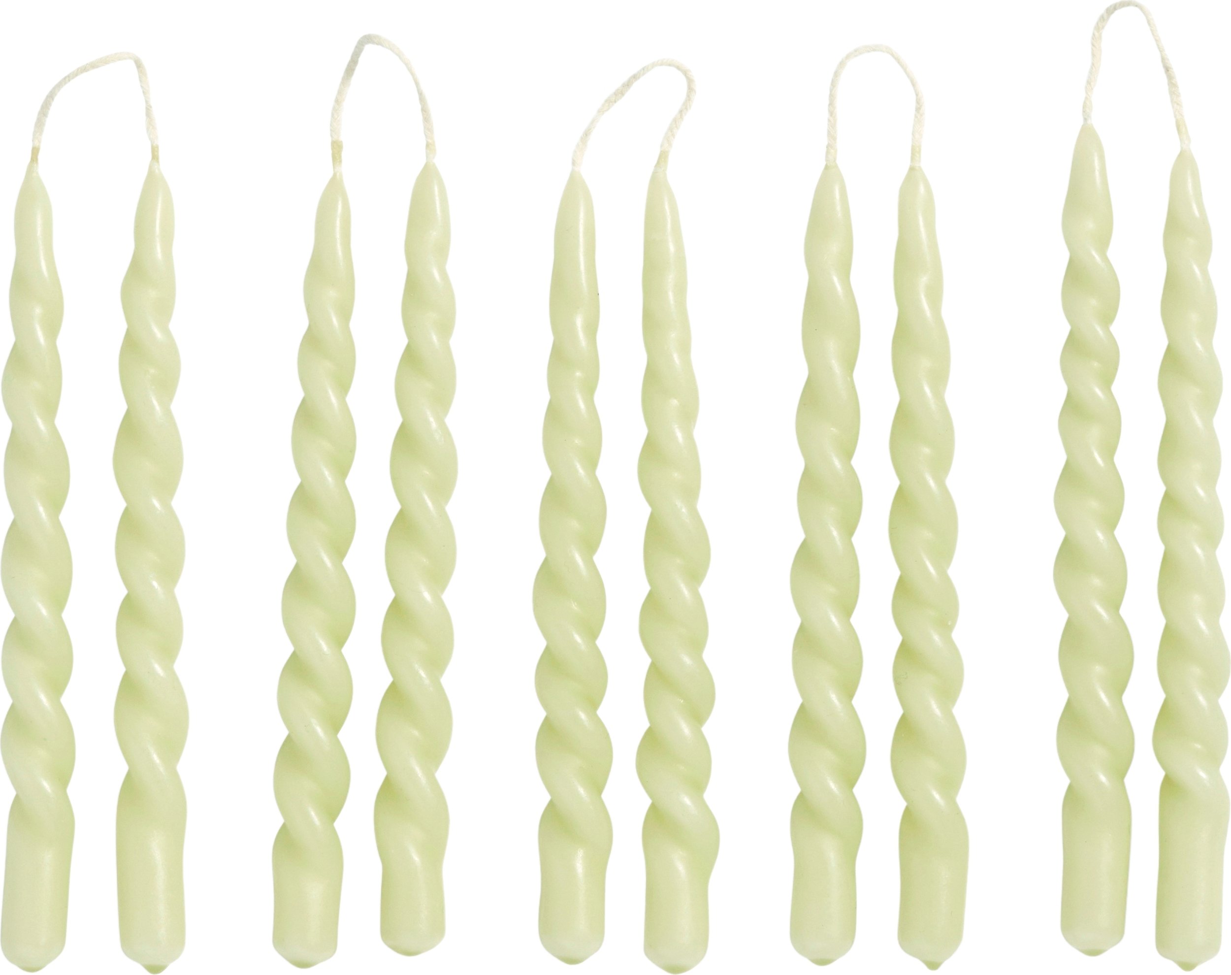 Świece Mini Swirl jasnozielone 10 szt.
