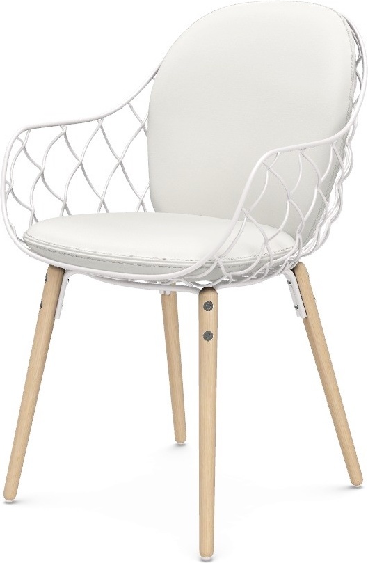 Krzesło Pina pełne białe materiał Steelcut 2 nogi jesion