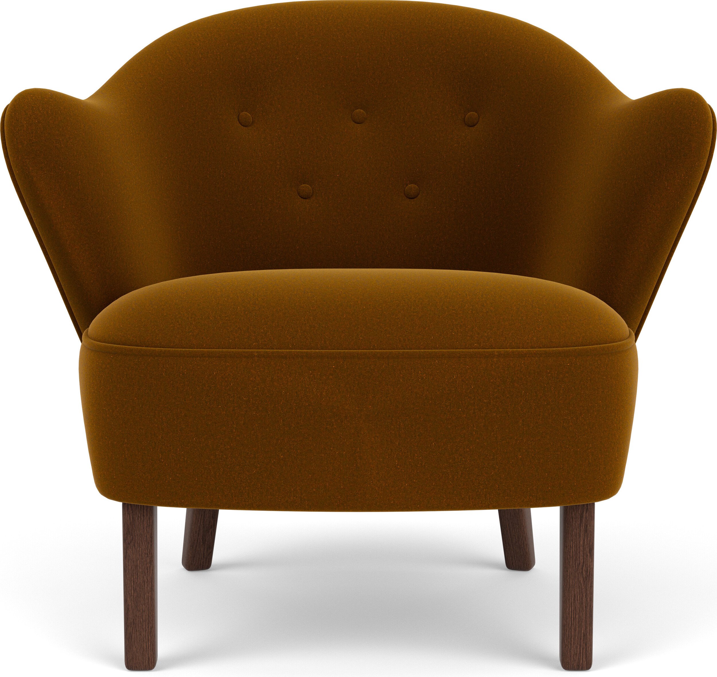 Fotel Ingeborg Grand Mohair karmelowy na ciemnych dębowych nogach