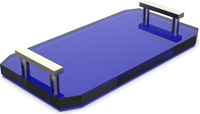 Taca łazienkowa Kristall ciemnoniebieska z niklowanymi uchwytami