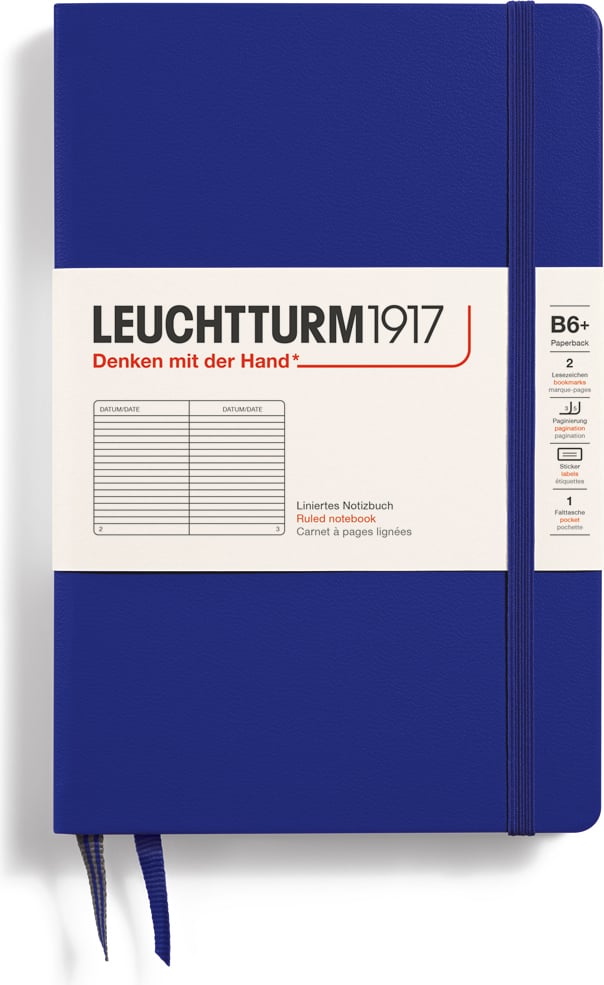 Notes w linię w twardej oprawie Leuchtturm 1917 B6+ 219 stron ciemnoniebieski 80 g/m²