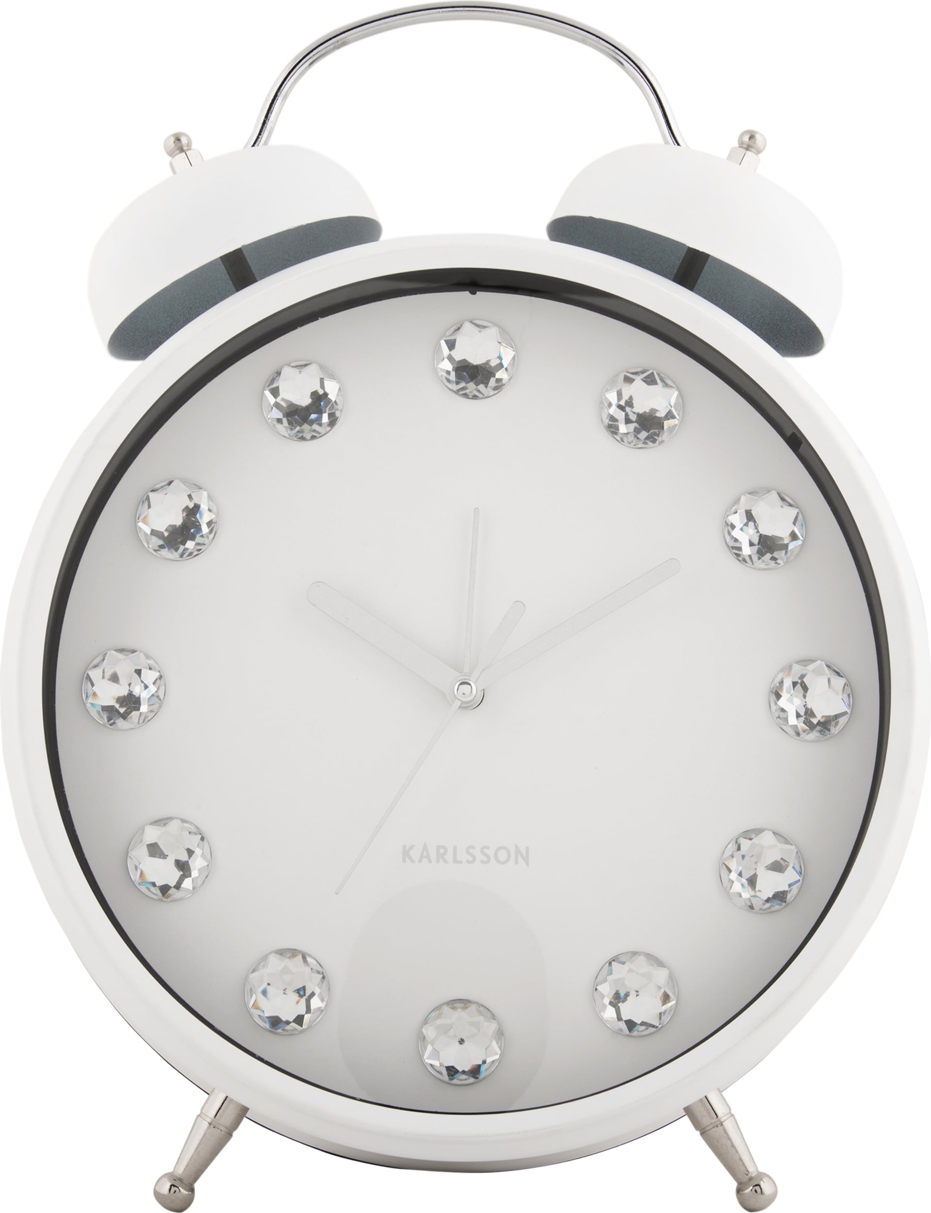 Budzik Glam Diamonds 30,5 cm biały