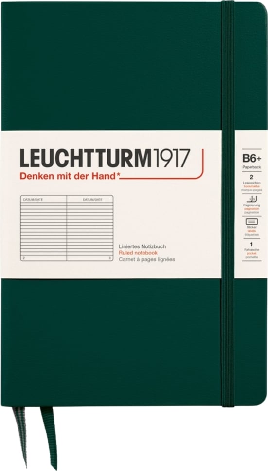 Notes w linię w twardej oprawie Leuchtturm 1917 B6+ 219 stron leśna zieleń 80 g/m²