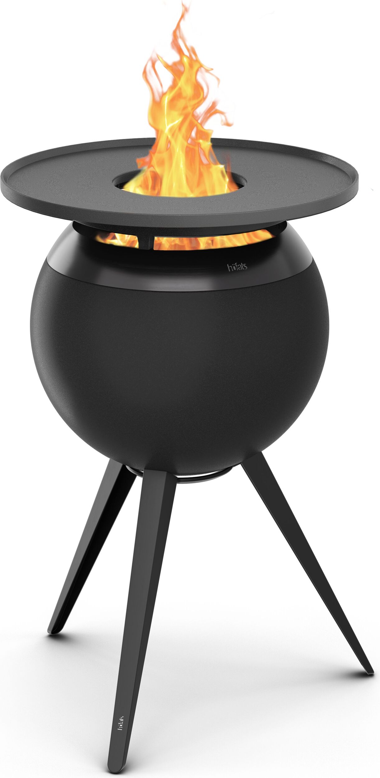 Palenisko z płytą grillową Moon wysokie 75 cm czarne z podstawą