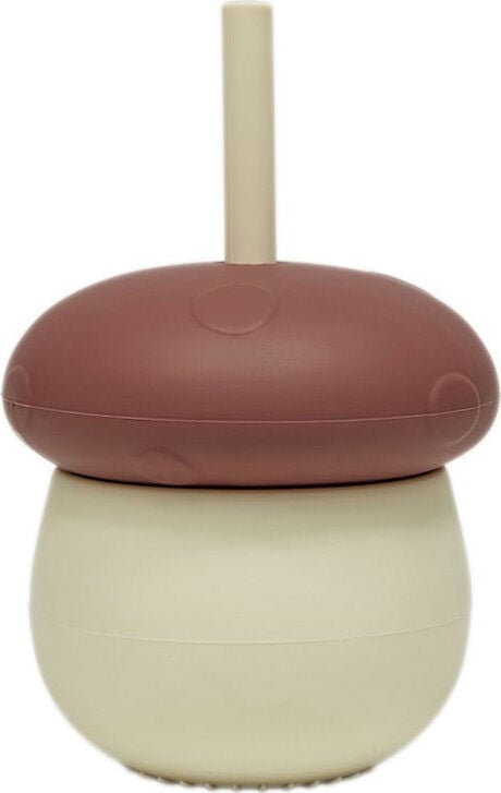 Kubek ze słomką Mushroom 220 ml czerwono-beżowy