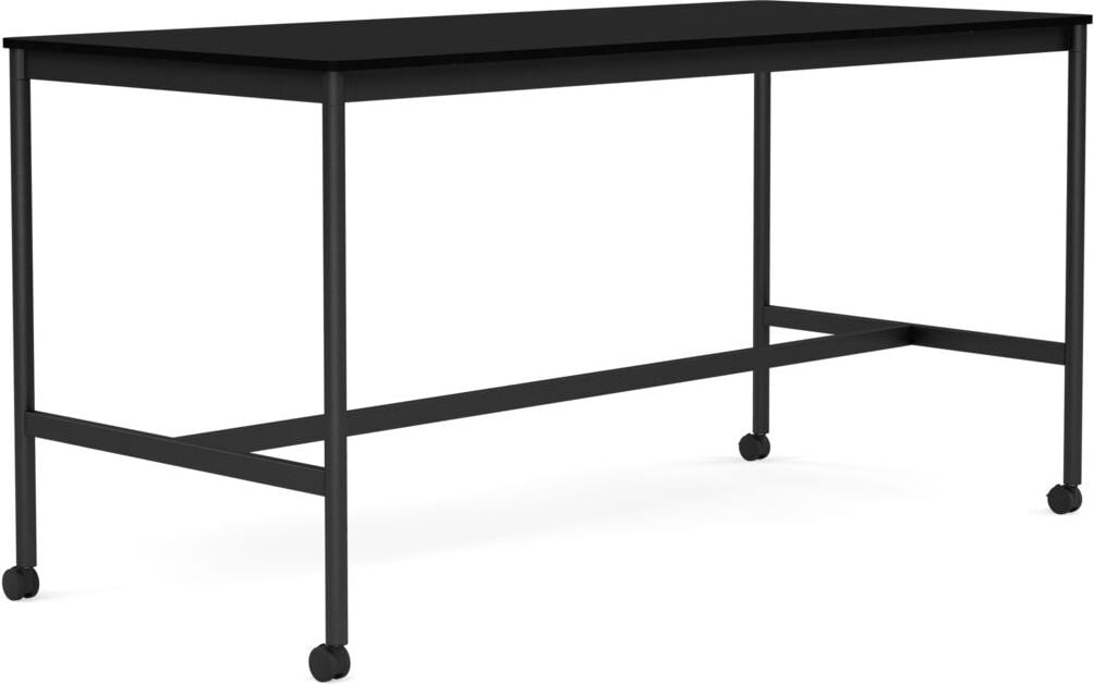 Stół na kółkach Base 85 x 190 x 95 cm czarny laminowany ABS nogi czarne