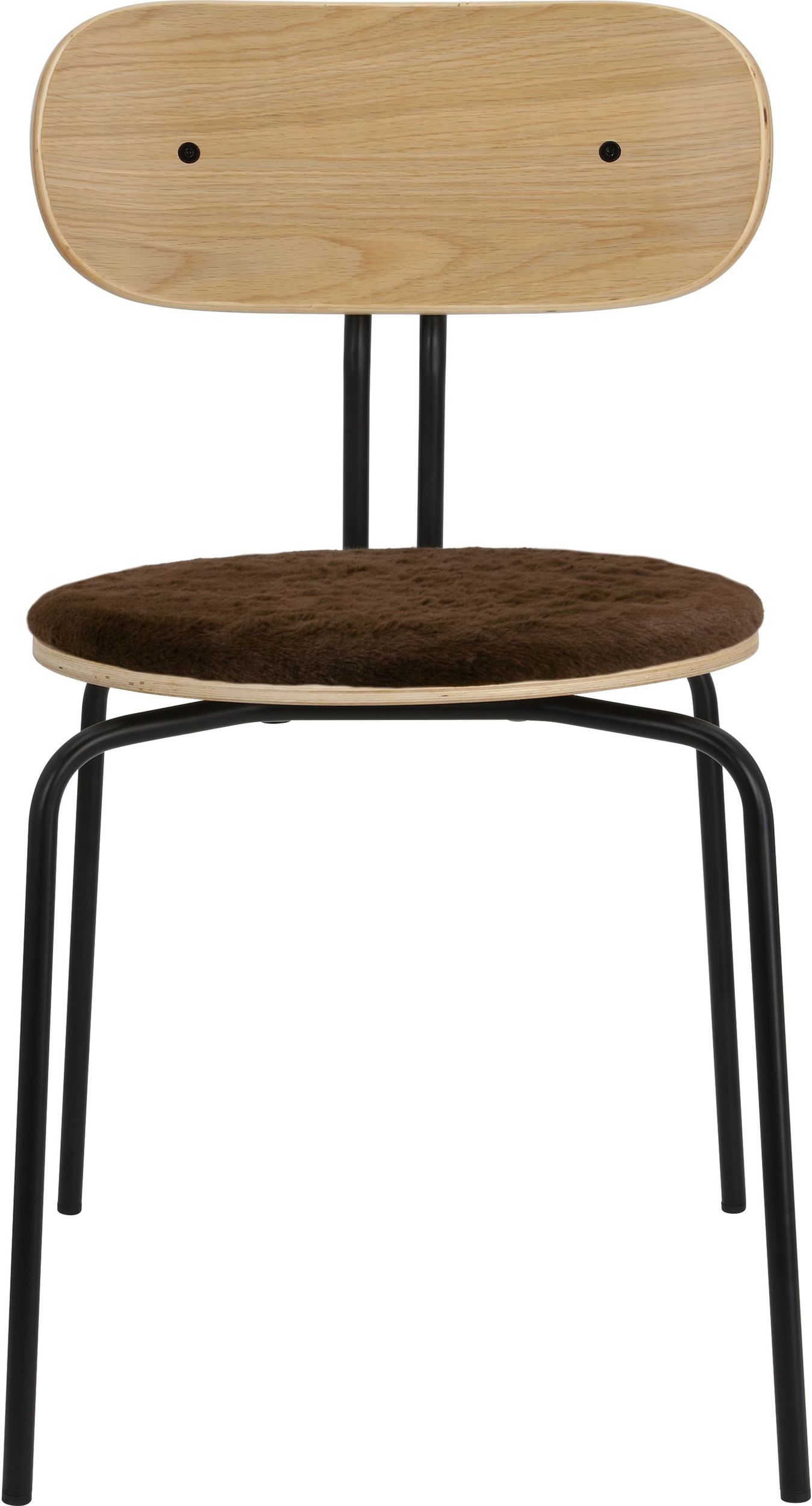 Krzesło Curious Teddy brązowe z tapicerowanym siedziskiem na czarnych nogach