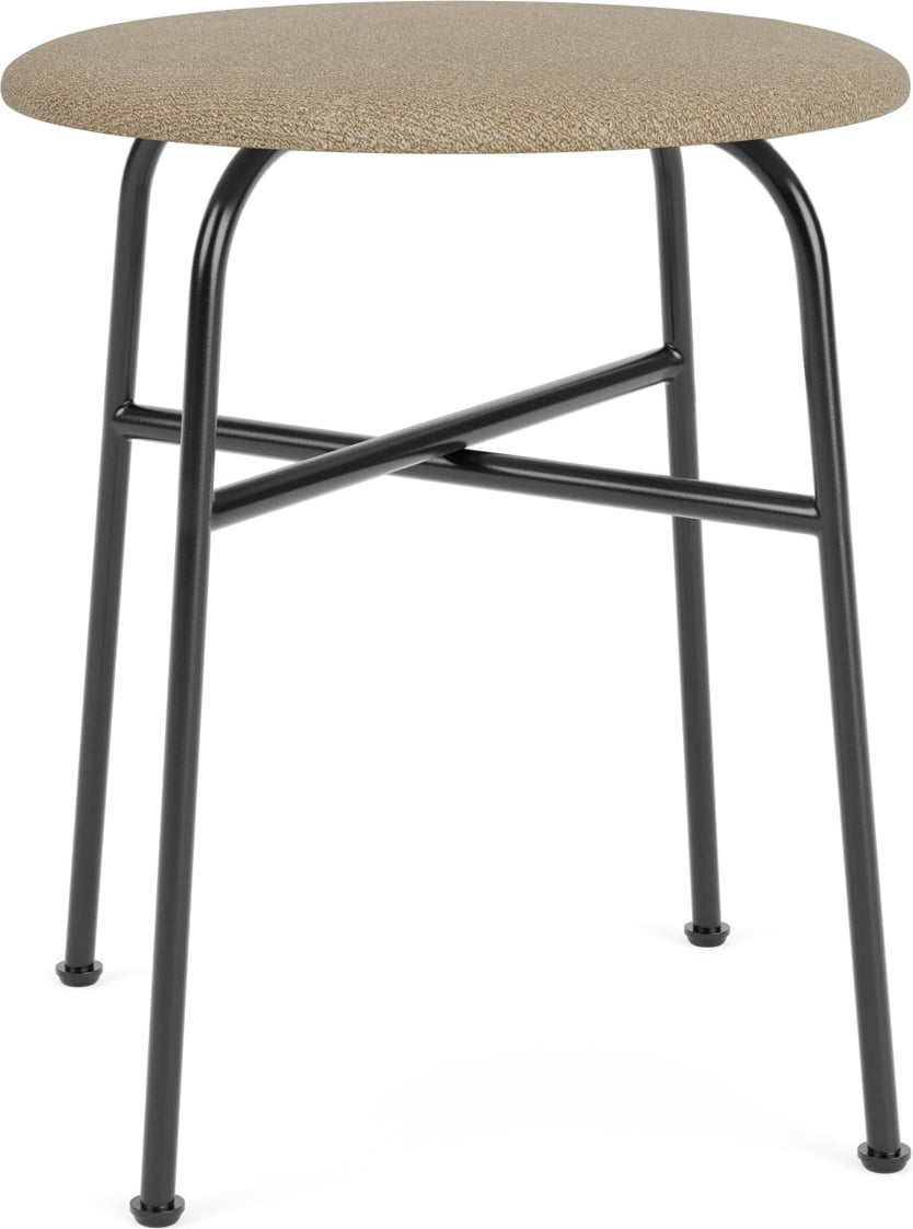 Stołek Afteroom Bouclé 45 cm beżowy z tapicerowanym siedziskiem