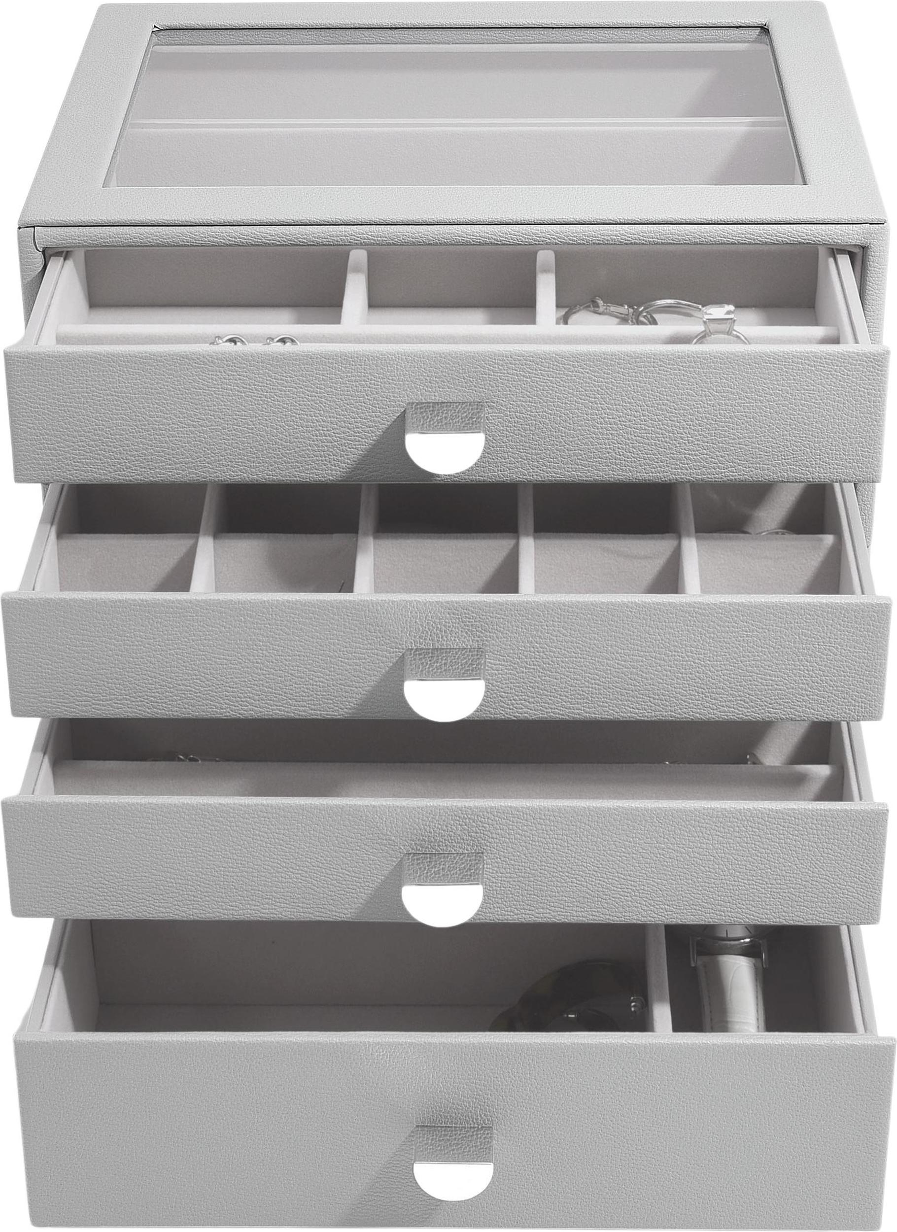 Szkatułka na biżuterię Stackers Pebble classic kamienna szarość z 4 szufladami