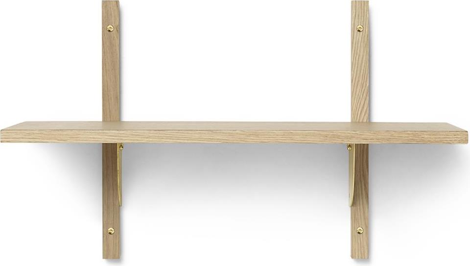 Półka Sector pojedyncza 54 cm jasny dąb z mosiężnym mocowaniem